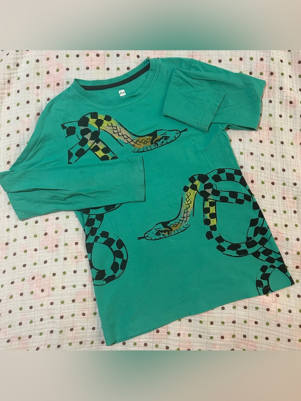 Tea Collection Teal Snake Print Long Sleeve Top